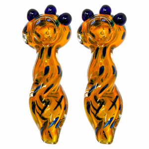 5" Gold Fumed Twisted Rod Multi Marble Dot Art Hand Pipe - (Pack Of 2) [SAJ39]