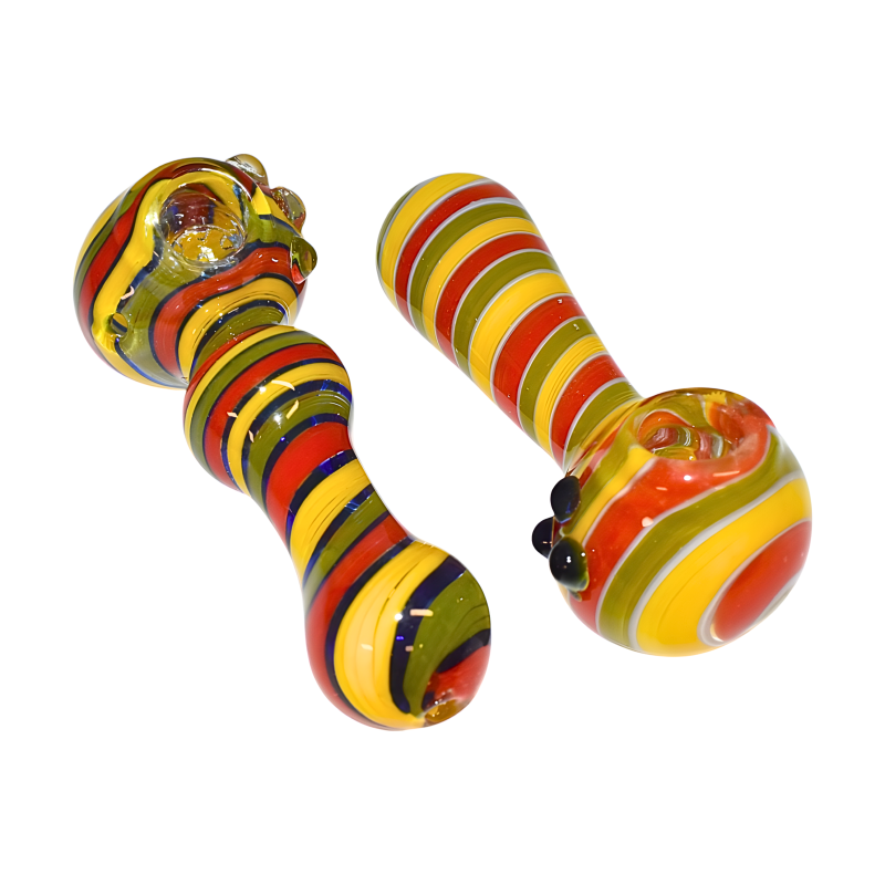 4" Rasta Swirl Art Premium Hand Pipe – 2ct Pack