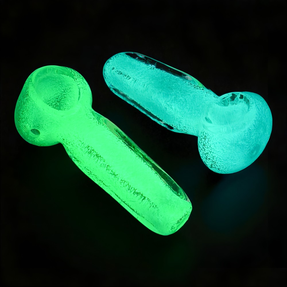 3.25 Inch Glow In Dark Glass Hand Pipe Pack Of 2 [SDK559]