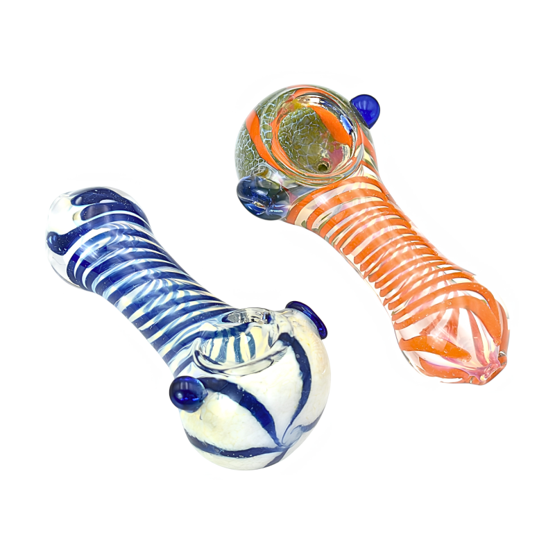 3.25" Peanut Style Striped Glass Hand Pipe - 2ct Pack