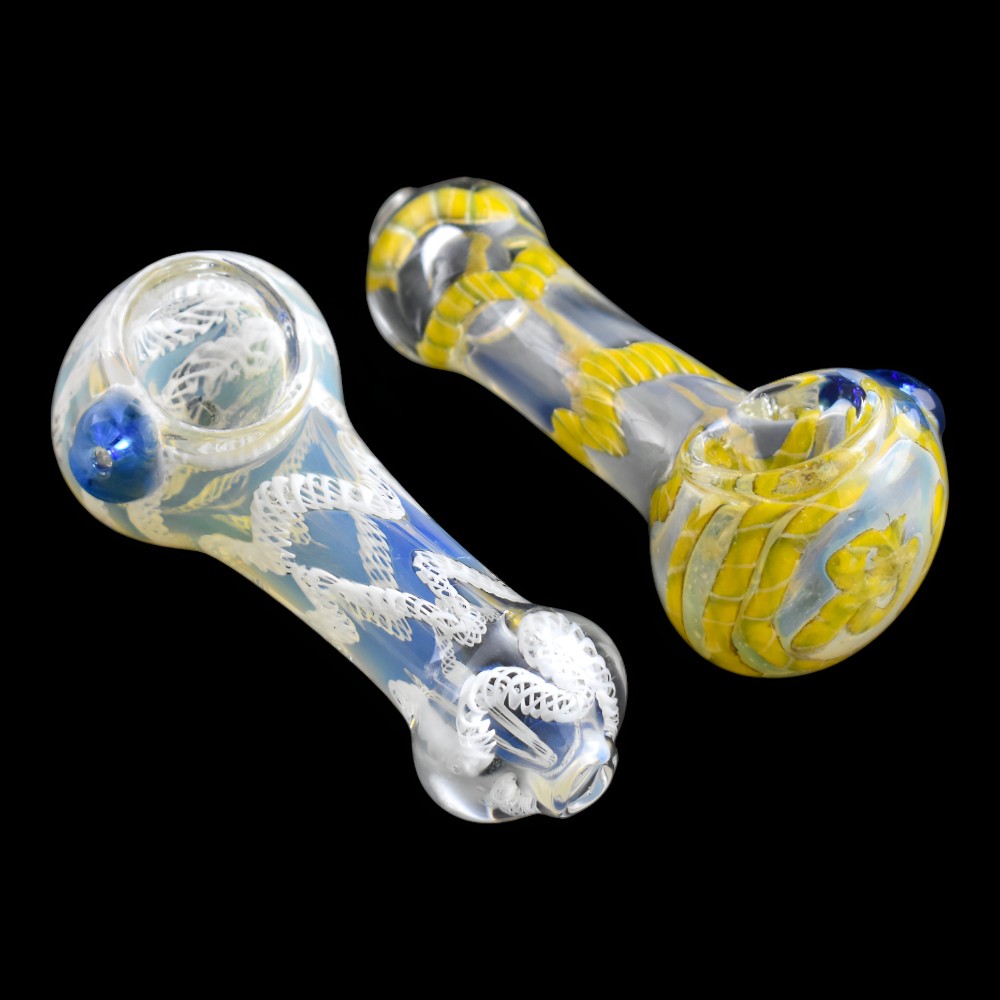 3.25 Inch Zig-Zag Peanut Mix Colour Glass Hand Pipe Pack Of 2 [SDK594]