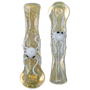 3" Silver Fumed Ribbon Twist Spider Top Chillum Hand Pipe - (Pack of 3) [SG1593]