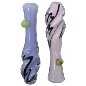 3.5" Slyme Body Twist Mouth Black Stripe Chillum Hand Pipe - (Pack of 3) [SG2569]