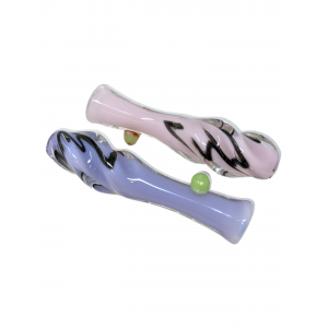 3.5" Slyme Body Twist Mouth Black Stripe Chillum Hand Pipe - (Pack of 3) [SG2569]