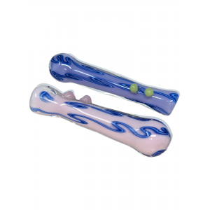3.5" Slyme Body Swirl Line Double Marble Chillum Hand Pipe - (Pack of 3) [SG2632]