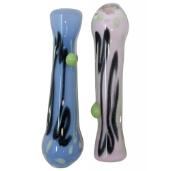 3.5" Slyme Body Swirl Line & Polka Dot Chillum Hand Pipe - (Pack of 3) [SG3115]