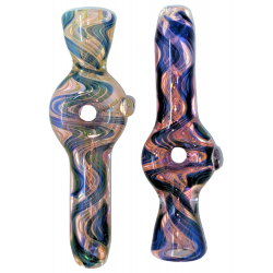 3" Gold Fumed Blue Waves Donut Chillum Hand Pipe - (Pack of 3) [SG3191]