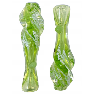 Lime Slyme Braided Ribbon Twist Mouth Chillum Hand Pipe - (Pack of 3) [SG3303]