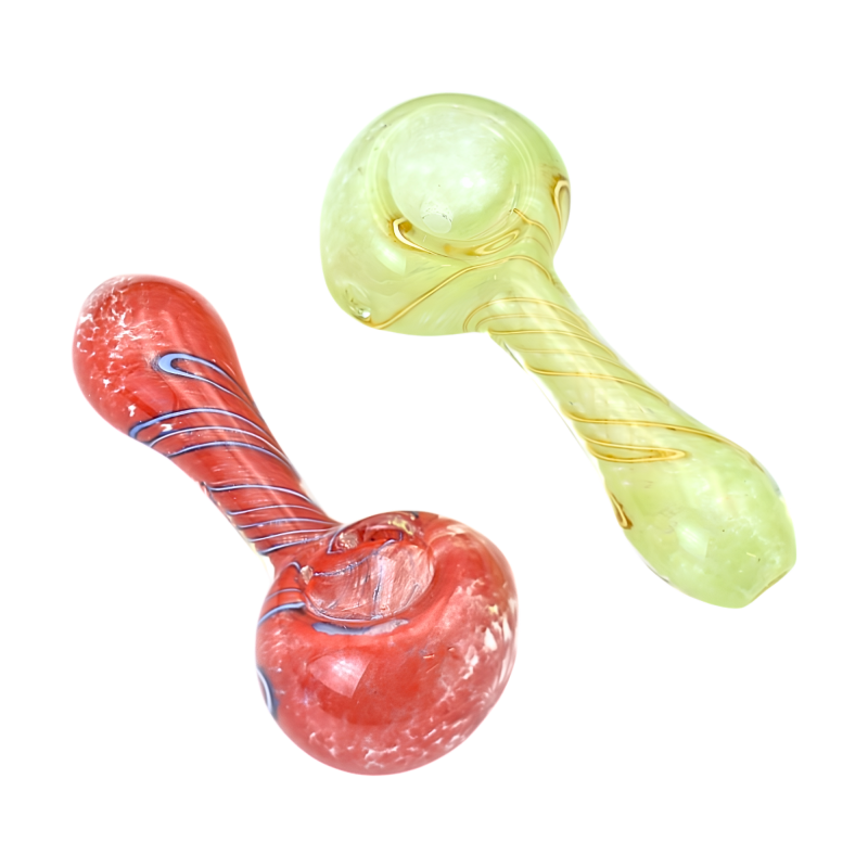 3" Frit Art Slim Body Spoon Hand Pipe – 4 Pack