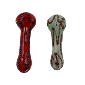4.5" Twisted Rod & Frit Art Hand Pipe - (Pack of 2) [SJN3]