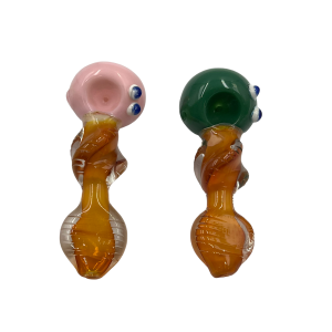 4.5" Slyme Head Heavy Gold Fumed Twisted Body Hand Pipe - (Pack of 2) [SJN5] 