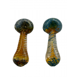 4.5" Gold Fumed & Frit Head Twisted Art Hand Pipe - (Pack of 2) [SJN9]
