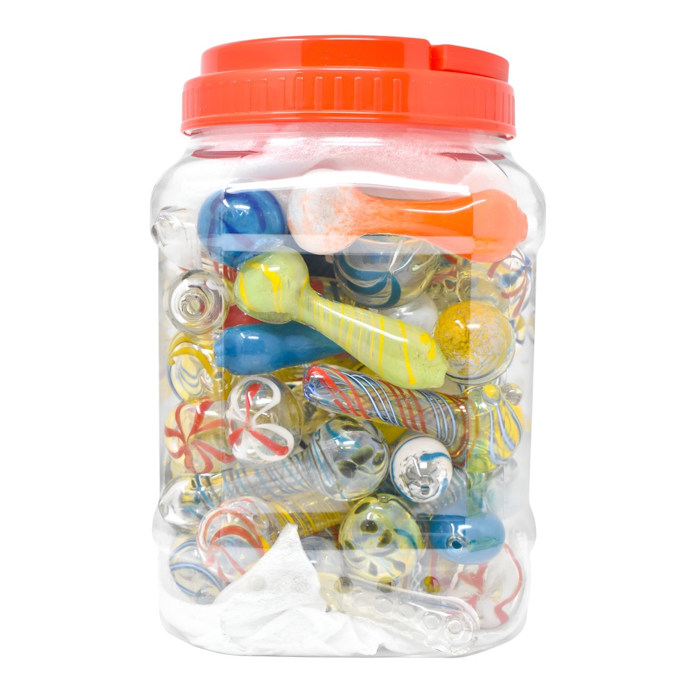 3.5 Inch Assorted Vibrant Spoon Hand Pipe – 50 Count Jar Display