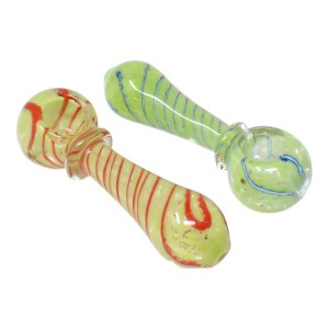 4.5" Frit Spiral Art Rim Hand Pipe - 2 Pack [SP-132]
