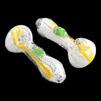 4" Frit Twisted Rope Leaf Art Hand Pipe - 2 Pack [SP-193]