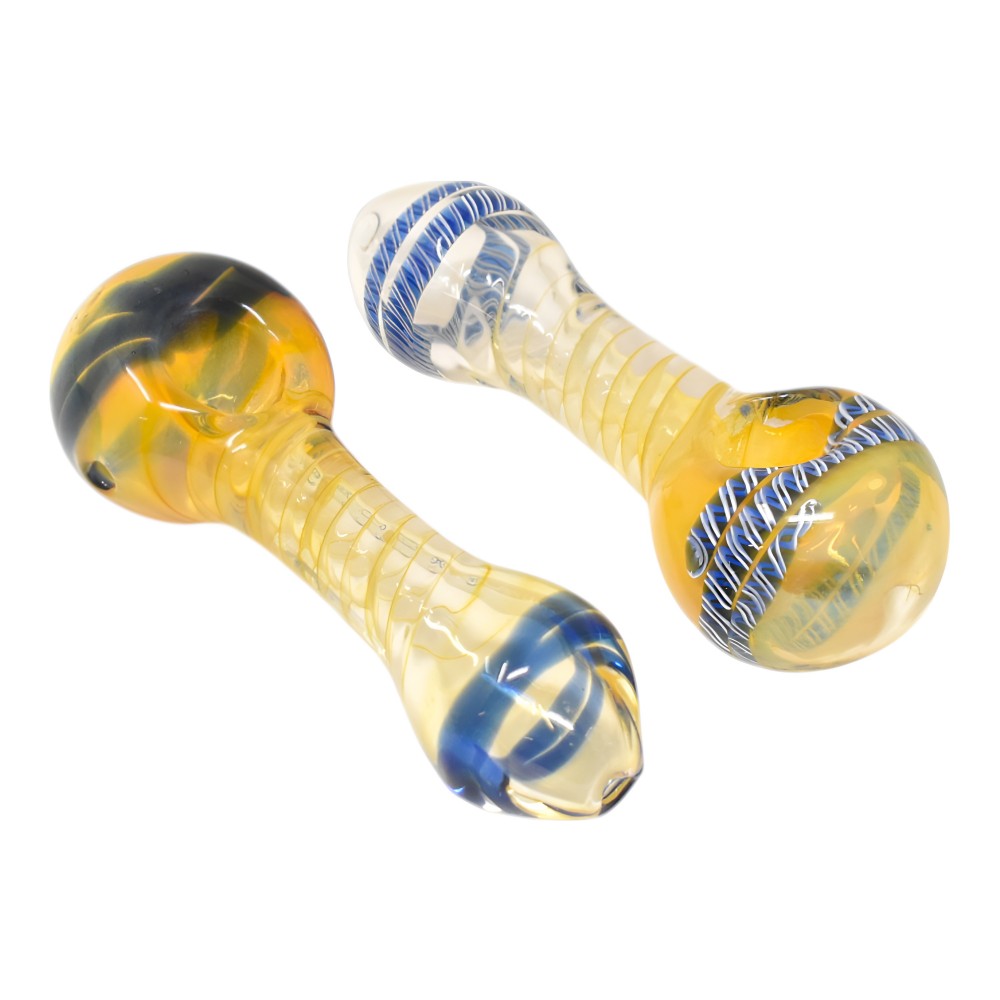 4-Inch Gold Fumed Spiral Glass Hand Pipes – 2 Pack