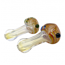 2.5" Silver Fumed Rasta Line Head Hand Pipe (Pack of 2) - [SP100]