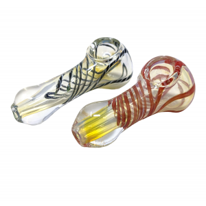 2.5" Silver Fumed Spiral Art Hand Pipe (Pack of 2) - [SP17]
