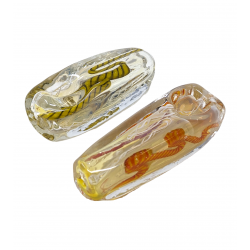 2.5" Silver Fumed Inside Square Twisted Art Hand Pipe (Pack of 2) - [SP30]