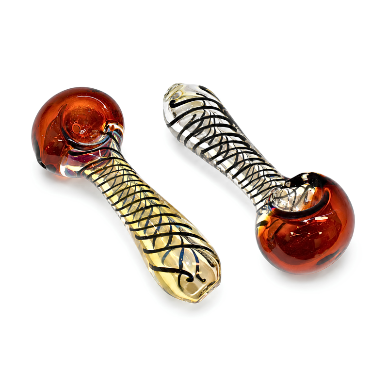 5" Fumed Glass Swirl Art Premium Spoon Hand Pipe – 2ct Pack