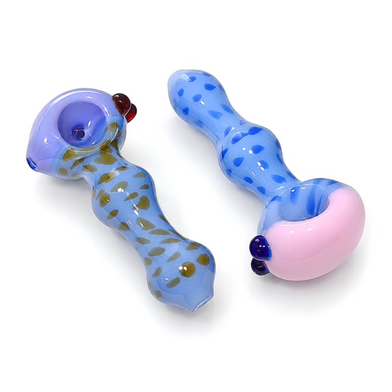 4.5" Slime Head Dotted Bubble Tube Premium Glass Hand Pipe – 2ct Pack