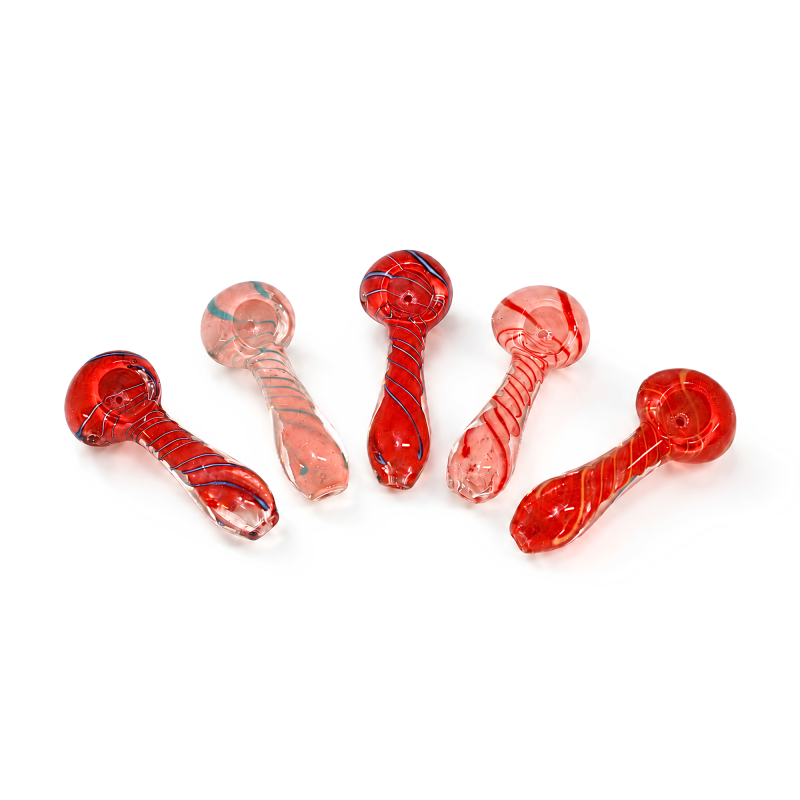 3" Frit Swirl Art Premium Glass Spoon Hand Pipe – 5ct Pack