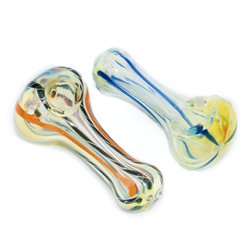 2.5" Fumed Glass Stripe Art Hand Pipe – 2ct Pack