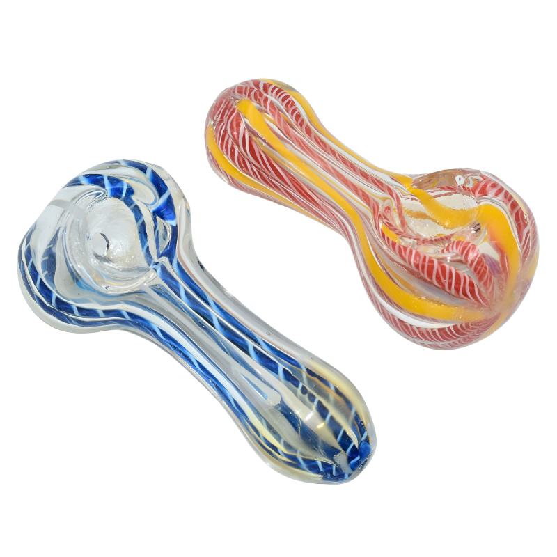 2.5" Ribbon Stripe Art Spoon Pipe – 2ct Pack