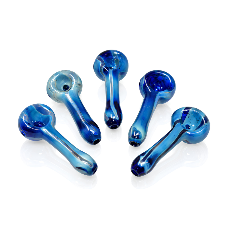 3.5" Ocean Blue Swirl Color Tube Glass Spoon Hand Pipe – 5ct Pack