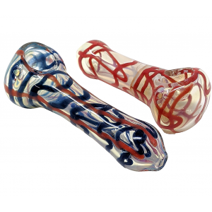 4" Silver Fumed & Rod Art Hand Pipe (Pack Of 2) [ST-316]