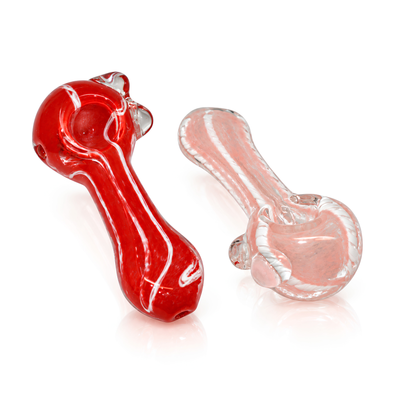 4" Ribbon Twist Marble Glass Hand Pipe – 2 Pack