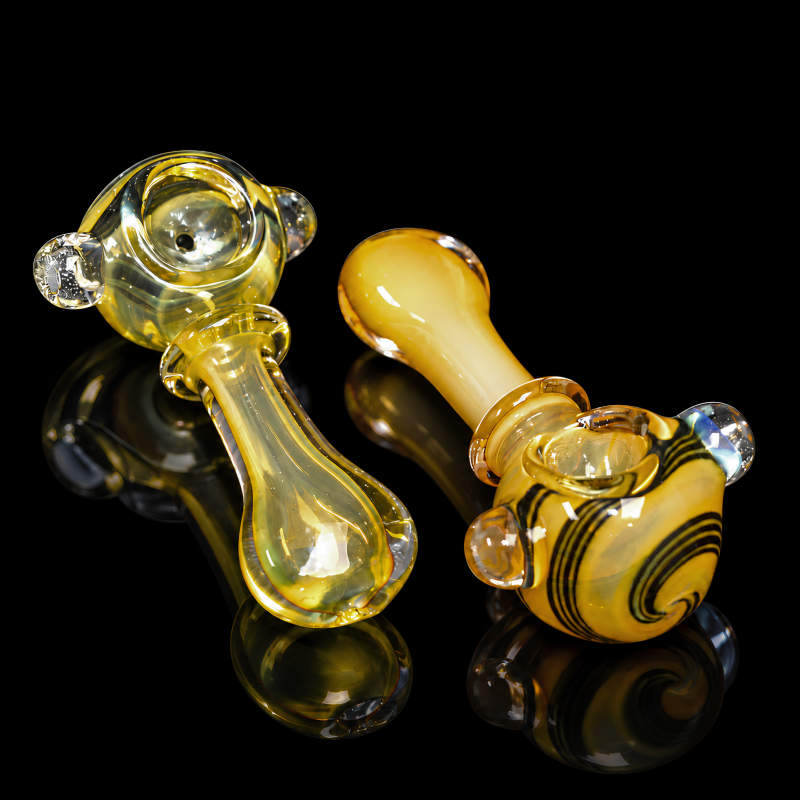 4" Amber Swirl Flat Mouthpiece Glass Hand Pipe – 2ct Pack