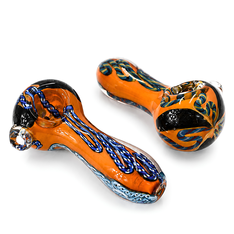 4" Amber Swirl Fumed Premium Hand Pipe – 2 Pack
