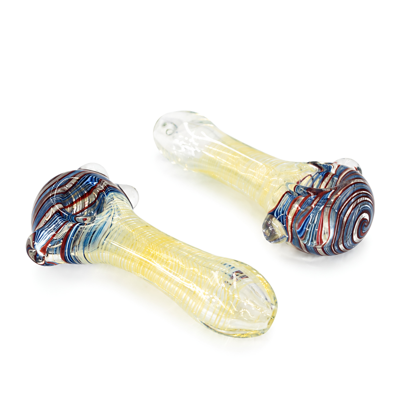 4.5" Patriot Stripe Glass Spoon Hand Pipe – 2ct Pack