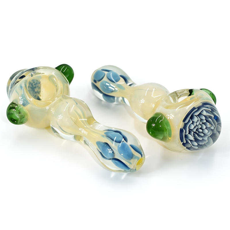 4.5" Opal Finish with Blue Dots Premium Hand Pipe – 2ct Pack