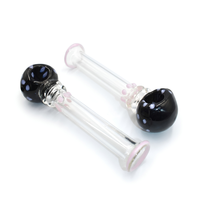 7" Midnight Polka Dot Clear Tube Hand Pipe – 2ct Pack