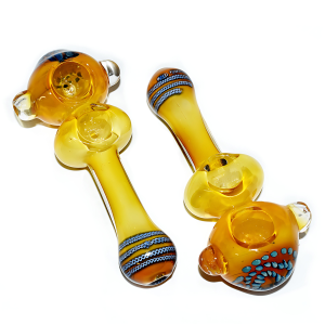5.5 inch gold fumed dual bowl premium glass hand pipe 2ct pack