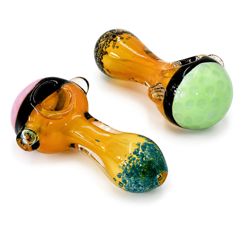 4.5" Slime Head Honeycomb Design Gold Fumed Spoon Pipe – 2ct Pack