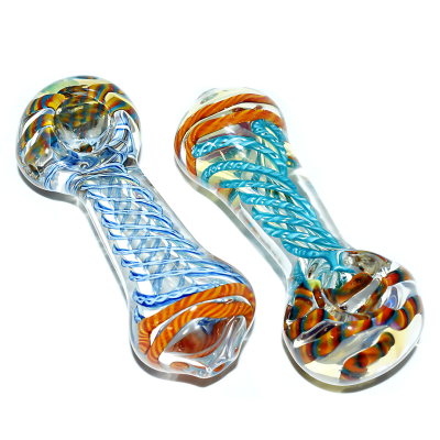 4" Gold Fumed Twisted Ribbon Art Glass Hand Pipe – 2ct Pack