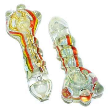 5" Silver Fumed Rasta Stripe R4 Premium Glass Hand Pipe – 2ct Pack