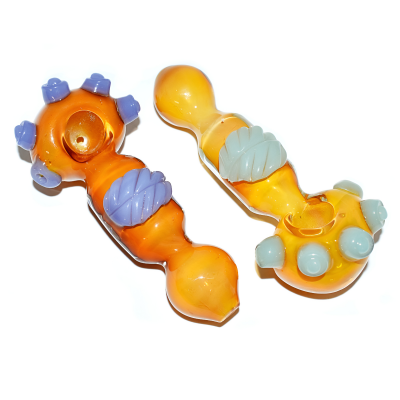 5.5" Gold Fumed Leafy Multi Marble Premium Glass Hand Pipe – 2ct Pack
