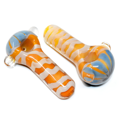 4.5" Gold Fumed Spiral Glass Hand Pipe – 2ct Pack