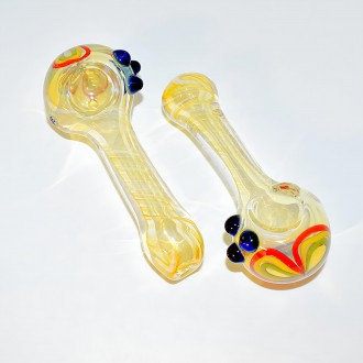 5" Gold Fumed Rasta Art Premium Hand Pipe – Assorted Colors