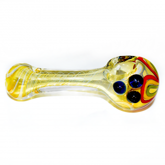 5" Gold Fumed Rasta Art Premium Hand Pipe – Assorted Colors