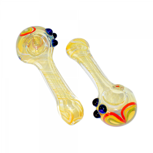 5 inch gold fumed Rasta art glass hand pipe assorted colors