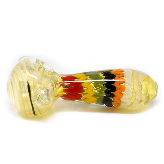 4" Gold Fumed Ribbon Art Fat Body Premium Glass Hand Pipe – 2ct Pack