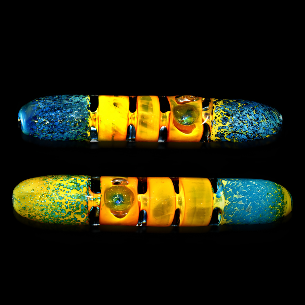 6.5 inch gold fumed triple chamber steam roller pipe 2ct pack