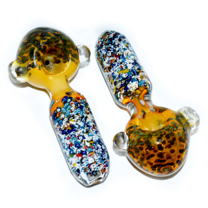 5 inch gold fumed confetti art premium glass hand pipe 2ct pack