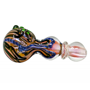 4.5" Gold Fumed Twisted Rope Tri-Marble Spoon Hand Pipe - (Pack of 2) [STJ107]