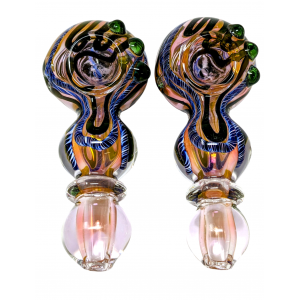 4.5" Gold Fumed Twisted Rope Tri-Marble Spoon Hand Pipe - (Pack of 2) [STJ107]